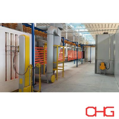 बिजली मुक्त कन्वेयर प्रणाली के साथ धातु सब्सट्रेट पाउडर कोटिंग लाइन